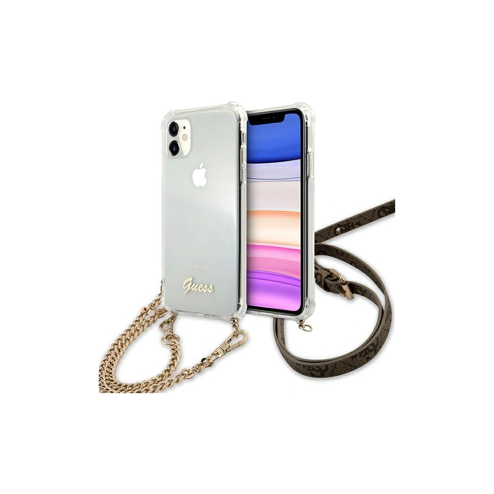 Hurtownia GSM - Etui Guess GUHCN61KC4GSGO Apple iPhone 11 Transparentní tvrdý obal 4G Zlatý řetěz - GUE1126CL - {ean13} - Hurt