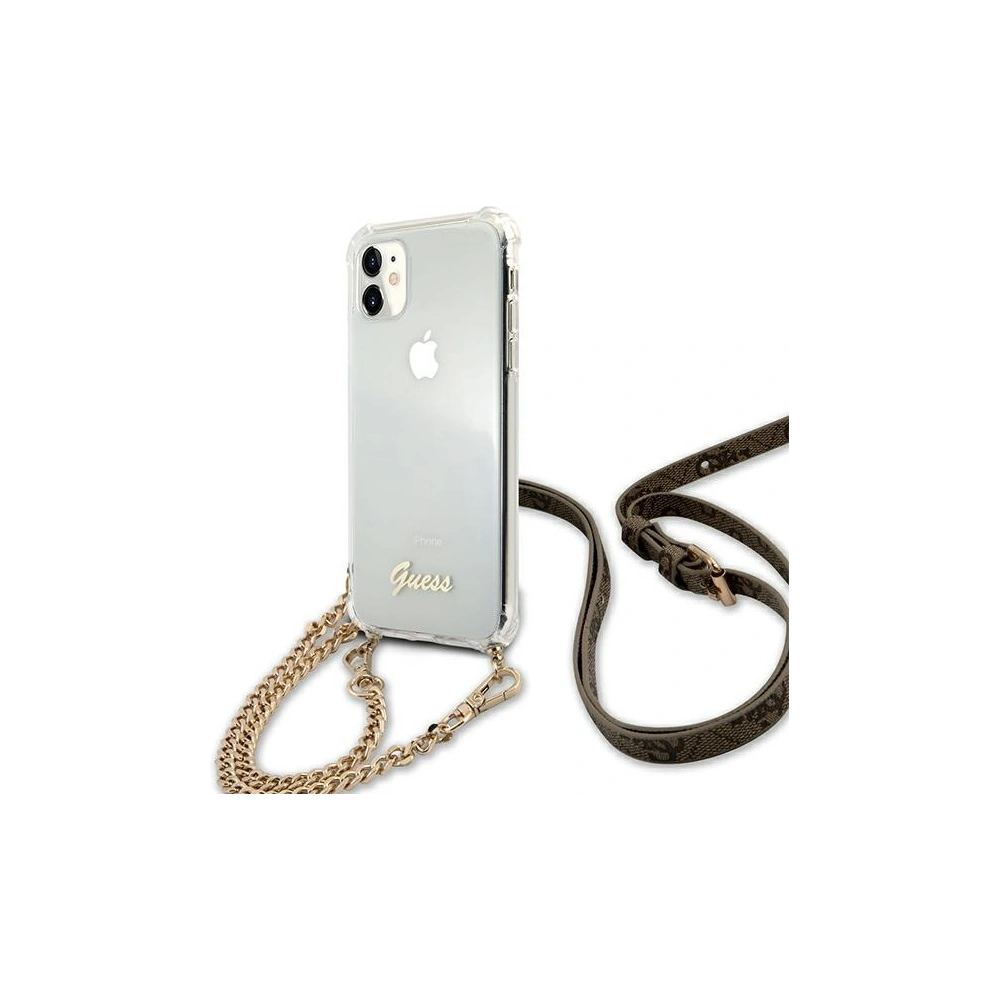 Hurtownia GSM - Etui Guess GUHCN61KC4GSGO Apple iPhone 11 Transparentní tvrdý obal 4G Zlatý řetěz - GUE1126CL - {ean13} - Hurt