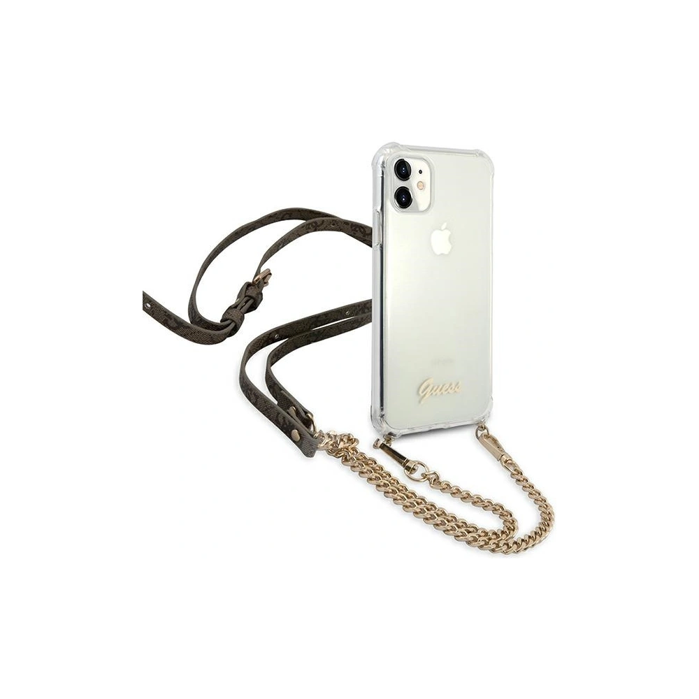 Hurtownia GSM - Etui Guess GUHCN61KC4GSGO Apple iPhone 11 Transparentní tvrdý obal 4G Zlatý řetěz - GUE1126CL - {ean13} - Hurt