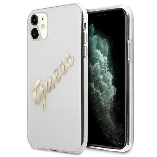 Guess Distributor - 3666339006211 - GUE1132CL - Guess GUHCN61KTRSVGO Apple iPhone 11 Transparent hardcase Vintage Script Gold - B2B homescreen