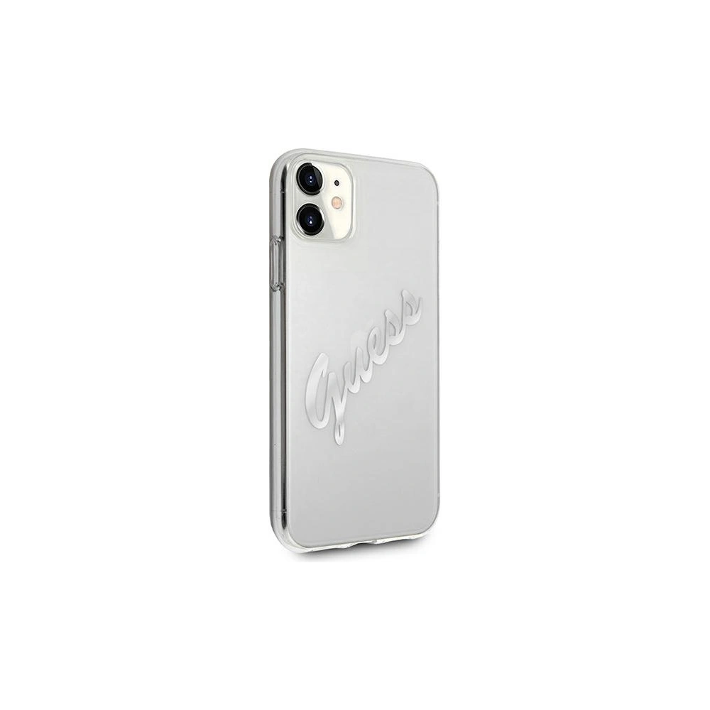 Hurtownia GSM - Etui Guess GUHCN61KTRSVSI Apple iPhone 11 Transparentní tvrdý kryt Vintage Script Silver - GUE1133CL - {ean13} - Hurt