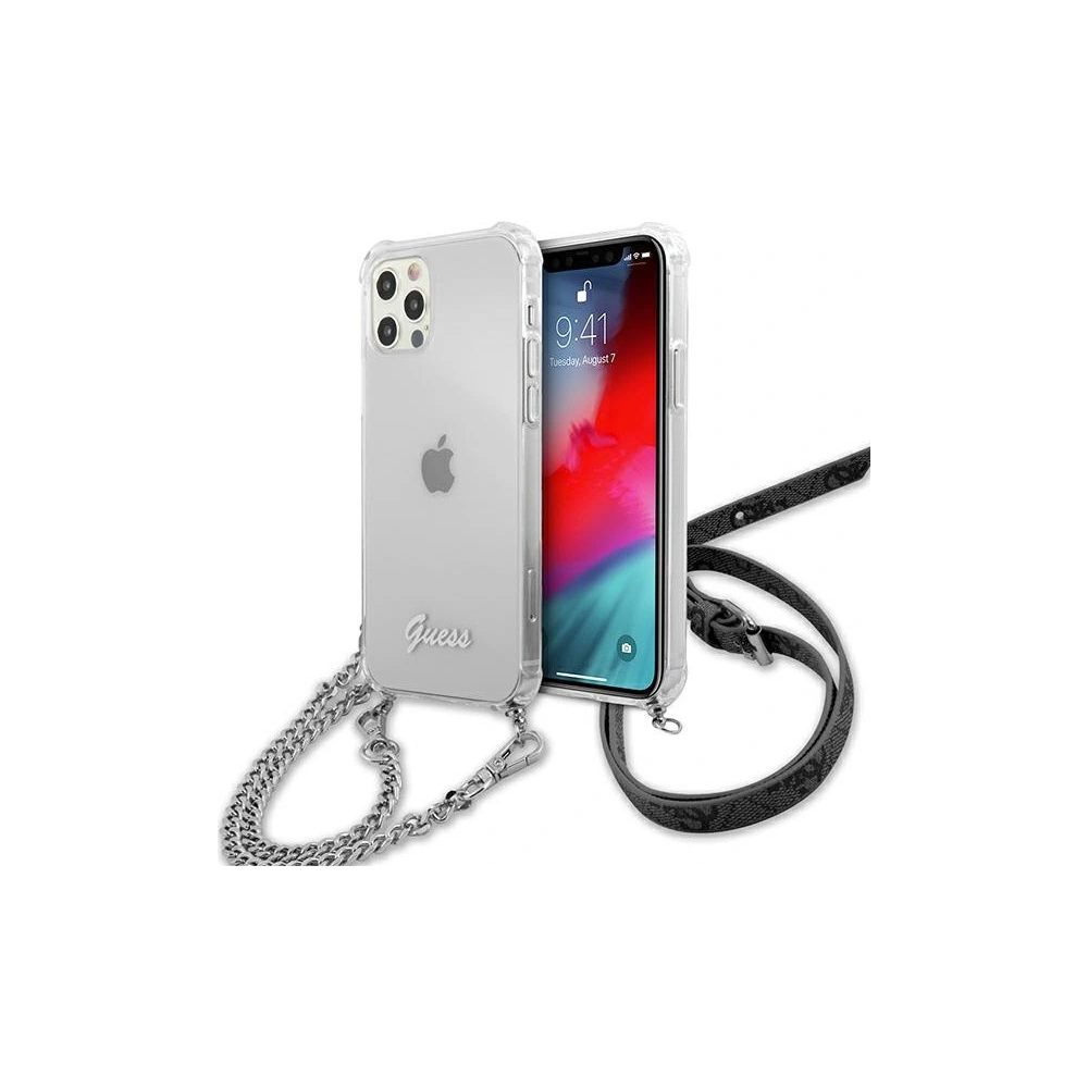 Hurtownia GSM - Etui Guess GUHCP12LKC4GSSI Apple iPhone 12 Pro Max Transparentní tvrdý obal 4G Stříbrný řetěz - GUE1135CL - {ean13} - Hurt
