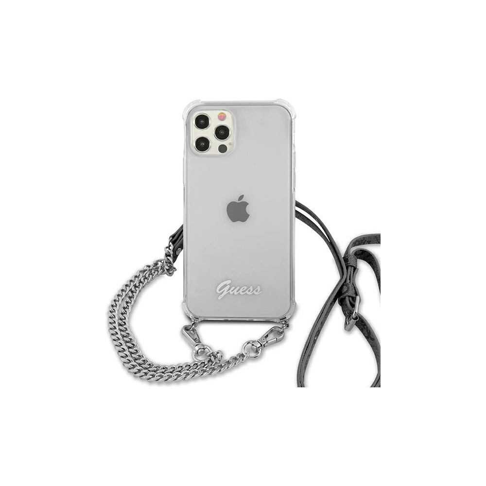 Hurtownia GSM - Etui Guess GUHCP12LKC4GSSI Apple iPhone 12 Pro Max Transparentní tvrdý obal 4G Stříbrný řetěz - GUE1135CL - {ean13} - Hurt