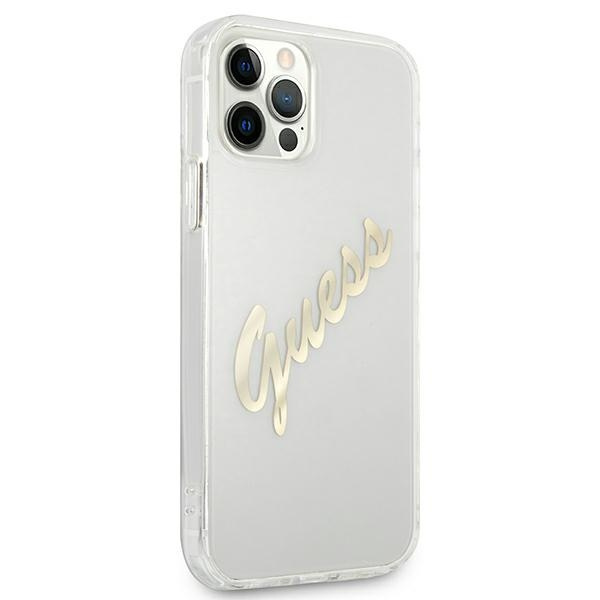 Kryt Guess GUHCP12LKTRSVGO Apple iPhone 12 Pro Max Transparent hardcase Vintage Script Gold