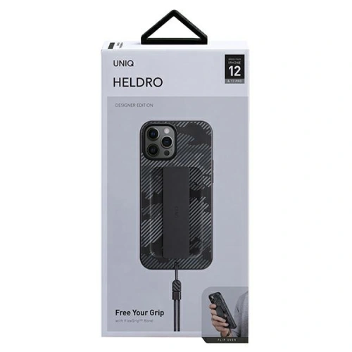 Etui UNIQ Heldro Apple iPhone 12/12 Pro czarny moro/charcoal camo Antimicrobial