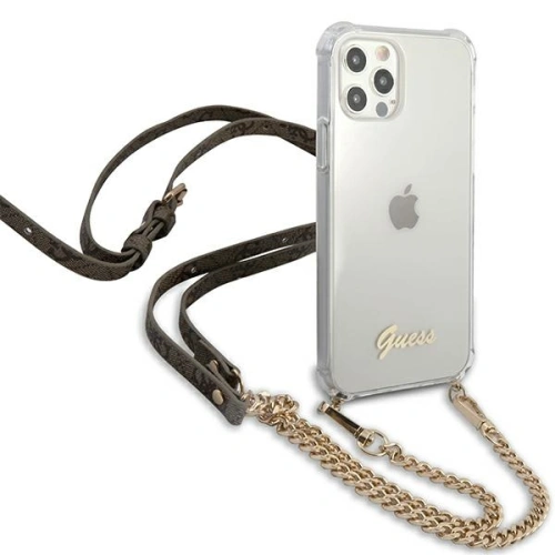 Etui Guess GUHCP12MKC4GSGO Apple iPhone 12/12 Pro Transparent hardcase 4G Gold Chain