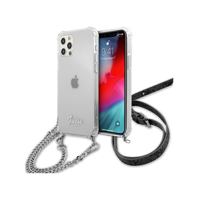 Guess Distributor - 3666339003586 - GUE1150CL - Guess GUHCP12MKC4GSSI Apple iPhone 12/12 Pro Transparent hardcase 4G Silver Chain - B2B homescreen