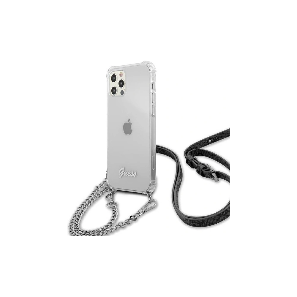 Hurtownia GSM - Etui Guess GUHCP12MKC4GSSI Apple iPhone 12/12 Pro Transparent hardcase 4G Silver Chain - GUE1150CL - {ean13} - Hurt