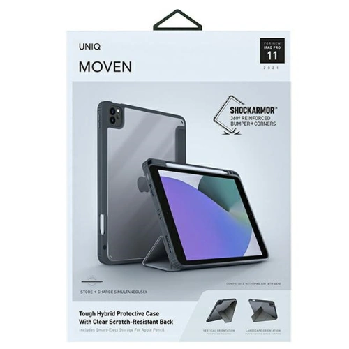 Etui UNIQ Moven Apple iPad Pro 11 2021 (3. generacji) Antimicrobial szary/charcoal grey