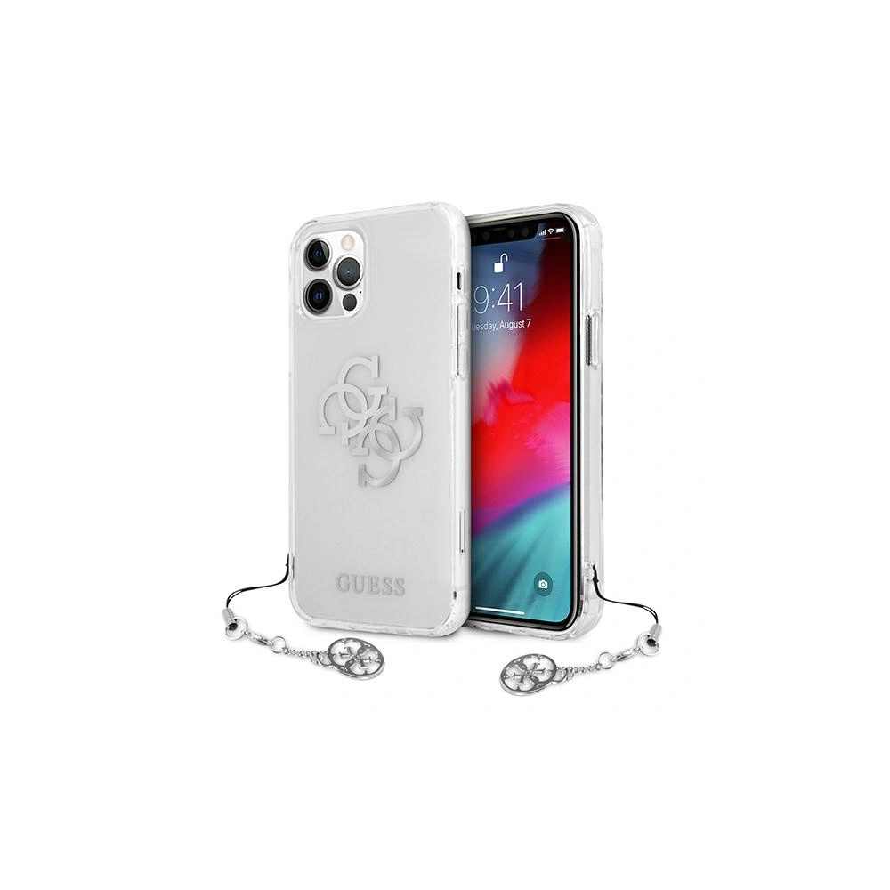 Hurtownia GSM - Etui Guess GUHCP12MKS4GSI Apple iPhone 12/12 Pro Transparentní tvrdý kryt 4G Silver Charms Collection - GUE1153CL - {ean13} - Hurt
