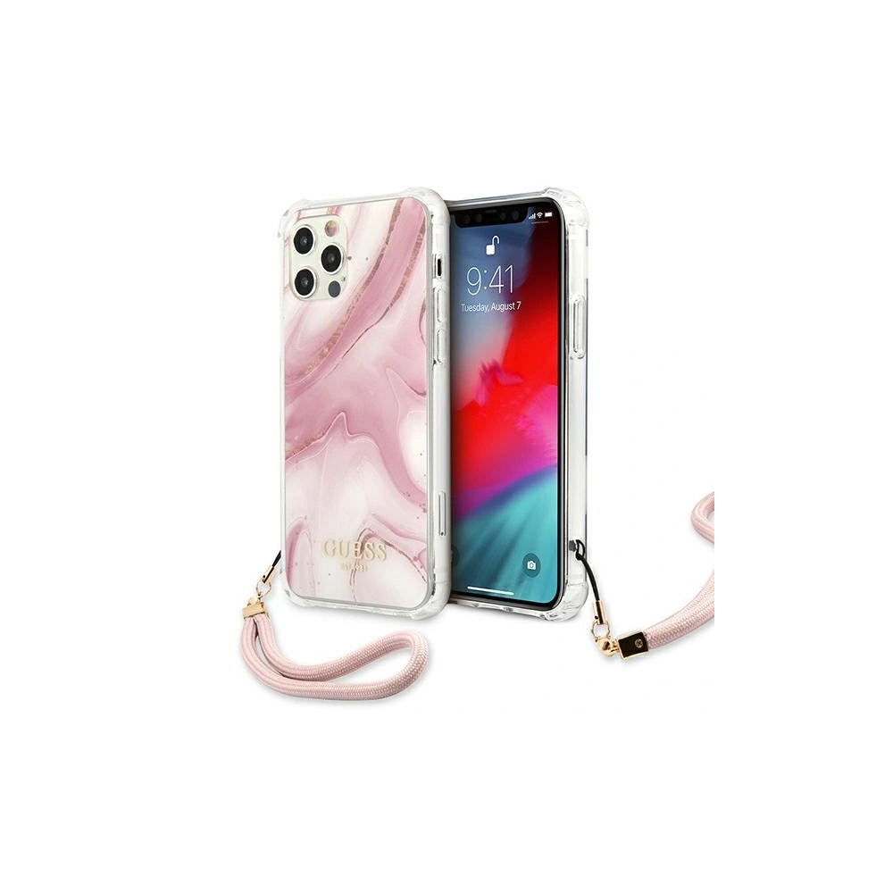 Wholesale Guess GUHCP12MKSMAPI Apple iPhone 12/12 Pro pink hardcase Marble Collection - GUE1157PNK - {ean13} - Hurt