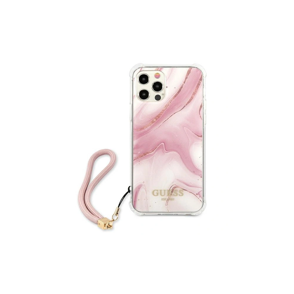 Wholesale Guess GUHCP12MKSMAPI Apple iPhone 12/12 Pro pink hardcase Marble Collection - GUE1157PNK - {ean13} - Hurt