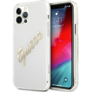 Hurtownia GSM - Etui Guess GUHCP12MKTRSVGO Apple iPhone 12/12 Pro Transparentní tvrdý obal Vintage Script Gold - GUE1158CL - {ean13} - Hurt