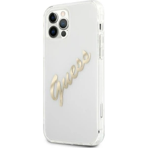 Hurtownia GSM - Etui Guess GUHCP12MKTRSVGO Apple iPhone 12/12 Pro Transparentní tvrdý obal Vintage Script Gold - GUE1158CL - {ean13} - Hurt