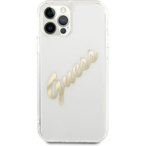 Hurtownia GSM - Etui Guess GUHCP12MKTRSVGO Apple iPhone 12/12 Pro Transparentní tvrdý obal Vintage Script Gold - GUE1158CL - {ean13} - Hurt