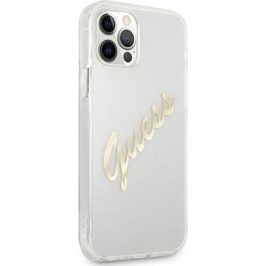 Hurtownia GSM - Etui Guess GUHCP12MKTRSVGO Apple iPhone 12/12 Pro Transparentní tvrdý obal Vintage Script Gold - GUE1158CL - {ean13} - Hurt