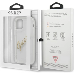 Hurtownia GSM - Etui Guess GUHCP12MKTRSVGO Apple iPhone 12/12 Pro Transparentní tvrdý obal Vintage Script Gold - GUE1158CL - {ean13} - Hurt
