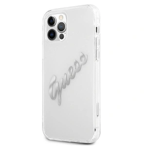 Hurtownia GSM - Etui Guess GUHCP12MKTRSVSI Apple iPhone 12/12 Pro Transparentní tvrdý obal Vintage Script Silver - GUE1159CL - {ean13} - Hurt