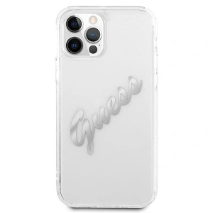 Hurtownia GSM - Etui Guess GUHCP12MKTRSVSI Apple iPhone 12/12 Pro Transparentní tvrdý obal Vintage Script Silver - GUE1159CL - {ean13} - Hurt