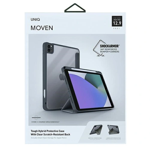 Etui UNIQ Moven Apple iPad Pro 12.9 2021 (5. generacji) Antimicrobial szary/charcoal grey
