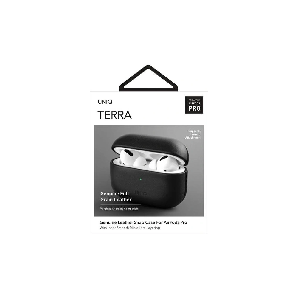 Hurtownia GSM - Etui UNIQ Terra Apple AirPods Pro z pravé kůže černé/black - UNIQ402BLK - {ean13} - Hurt