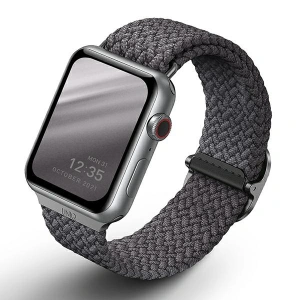 Pasek UNIQ Aspen Apple Watch 4/5/6/7/SE/8/9/Ultra 44/45/49mm Braided szary/granite grey