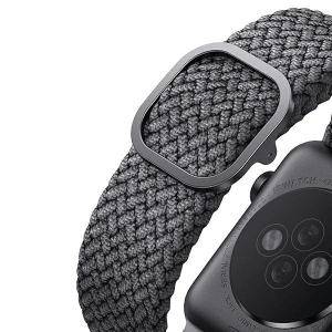 Pasek UNIQ Aspen Apple Watch 4/5/6/7/SE/8/9/Ultra 44/45/49mm Braided szary/granite grey