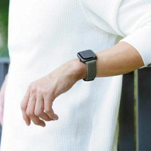 Pasek UNIQ Aspen Apple Watch 4/5/6/7/SE/8/9/Ultra 44/45/49mm Braided szary/granite grey