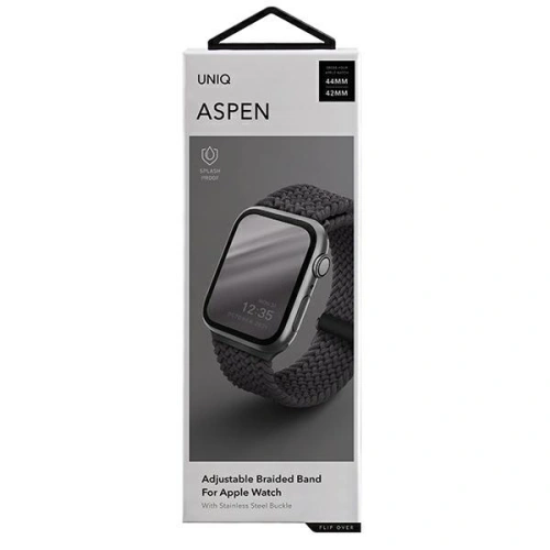 Pasek UNIQ Aspen Apple Watch 4/5/6/7/SE/8/9/Ultra 44/45/49mm Braided szary/granite grey