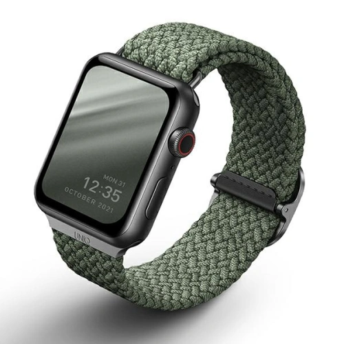 Pasek UNIQ Aspen Apple Watch 4/5/6/7/SE/8/9/Ultra 44/45/49mm Braided zielony/cypress green