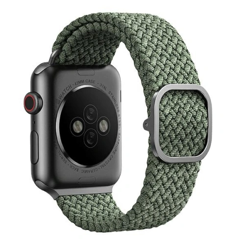 Pasek UNIQ Aspen Apple Watch 4/5/6/7/SE/8/9/Ultra 44/45/49mm Braided zielony/cypress green