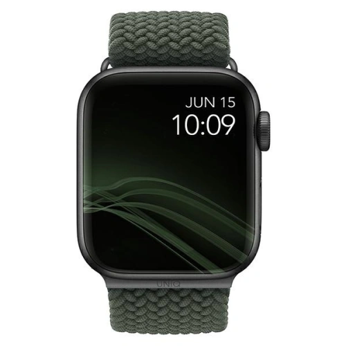 Pasek UNIQ Aspen Apple Watch 4/5/6/7/SE/8/9/Ultra 44/45/49mm Braided zielony/cypress green