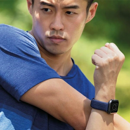 Pasek UNIQ Aspen Apple Watch 4/5/6/7/SE/8/9/Ultra 44/45/49mm Braided zielony/cypress green