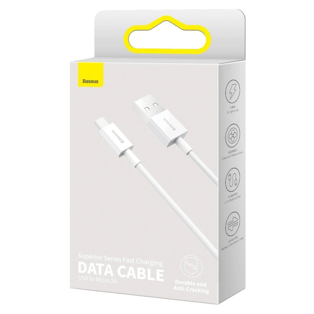 Hurtownia GSM - Kabel USB do micro Baseus Superior Series, 2A, 1m (bílý) - BSU2824WHT - {ean13} - Hurt