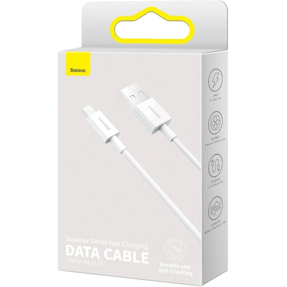Hurtownia GSM - Kabel USB do micro Baseus Superior Series, 2A, 2m (bílá) - BSU2825WHT - {ean13} - Hurt