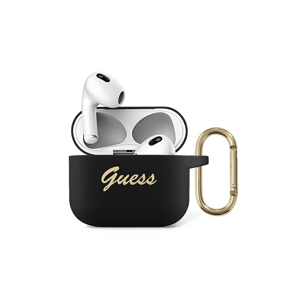 Wholesale Guess GUA3SSSK Apple AirPods 3 cover black Silicone Vintage Script - GUE1106BLK - {ean13} - Hurt