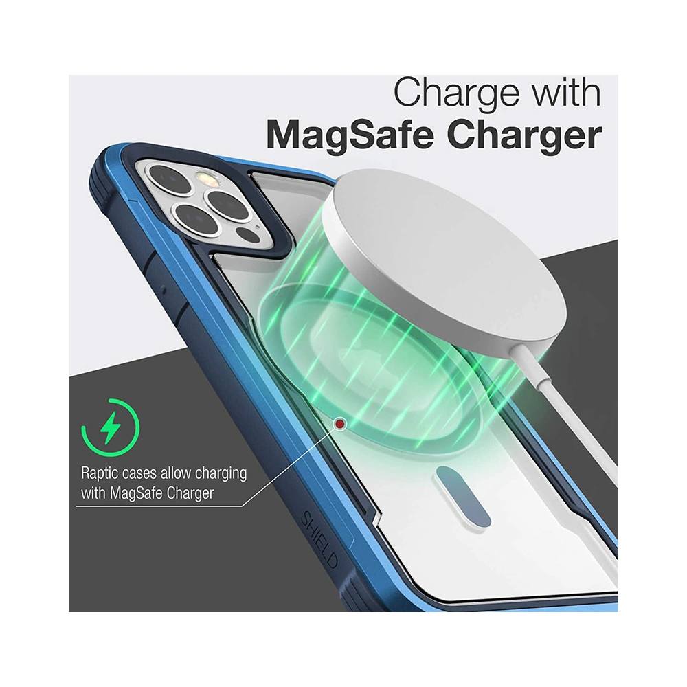 Wholesale Raptic Shield Pro Magnet - Aluminium Case for iPhone 12/12 Pro MagSafe (DROP TEST 4M) (Blue) - XDR116BLU - {ean13} - Hurt