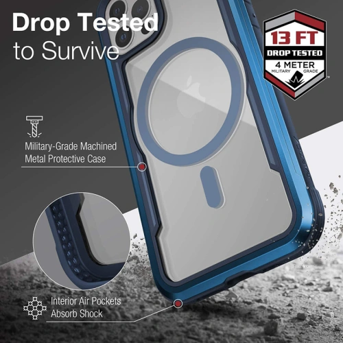 Etui aluminiowe X-Doria Raptic Shield Pro Magnet MagSafe Apple iPhone 12/12 Pro (niebieski)