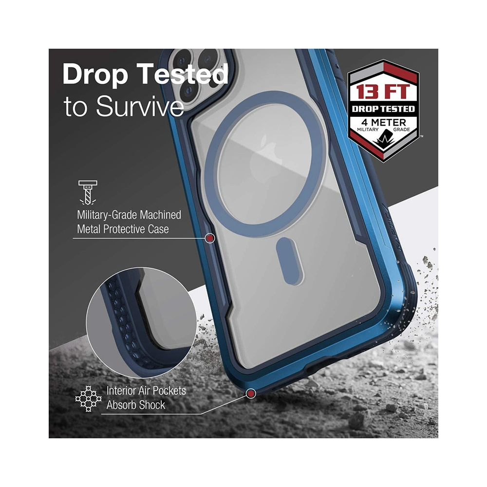 Hurtownia GSM - Etui hliníkové X-Doria Raptic Shield Pro Magnet MagSafe Apple iPhone 12/12 Pro (modrý) - XDR116BLU - {ean13} - Hurt