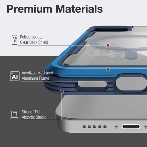 Etui aluminiowe X-Doria Raptic Shield Pro Magnet MagSafe Apple iPhone 12/12 Pro (niebieski)