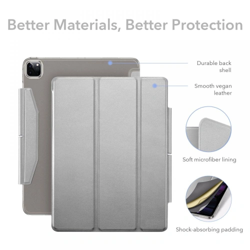 Etui ESR Ascend Trifold Apple iPad Pro 11 2021 (3. generacji) Grey + Szkło