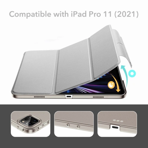 Etui ESR Ascend Trifold Apple iPad Pro 11 2021 (3. generacji) Grey + Szkło