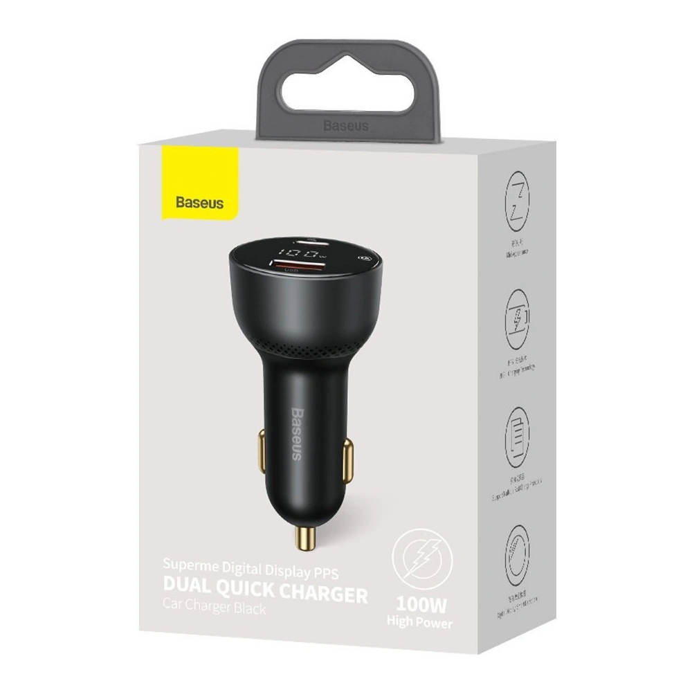Hurtownia GSM - Nabíječka do auta Baseus Superme USB, USB-C, 100W (černá) - BSU2835BLK - {ean13} - Hurt
