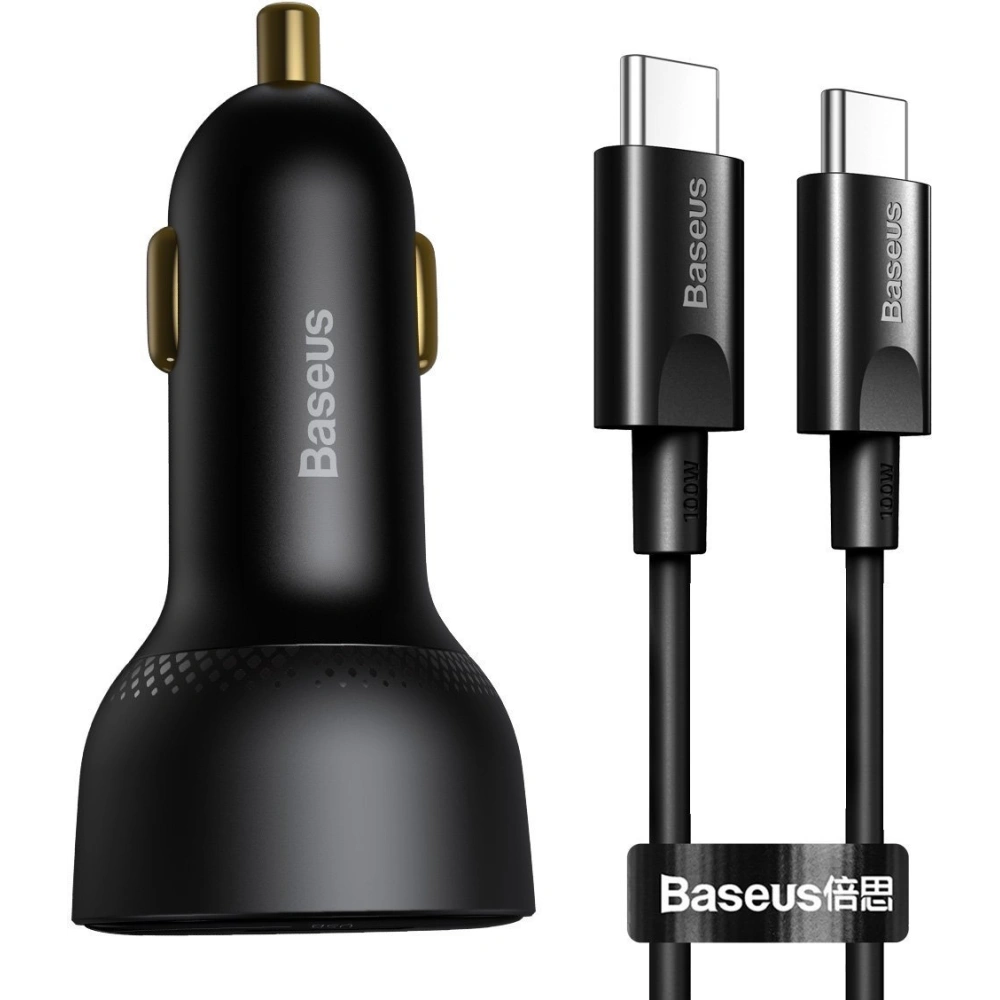 Hurtownia GSM - Auto nabíječka Baseus Superme USB, USB-C, 100W + kabel USB-C (černý) - BSU2838BLK - {ean13} - Hurt