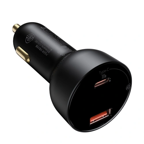 Ładowarka samochodowa Baseus Superme USB, USB-C, 100W + kabel USB-C (czarna)