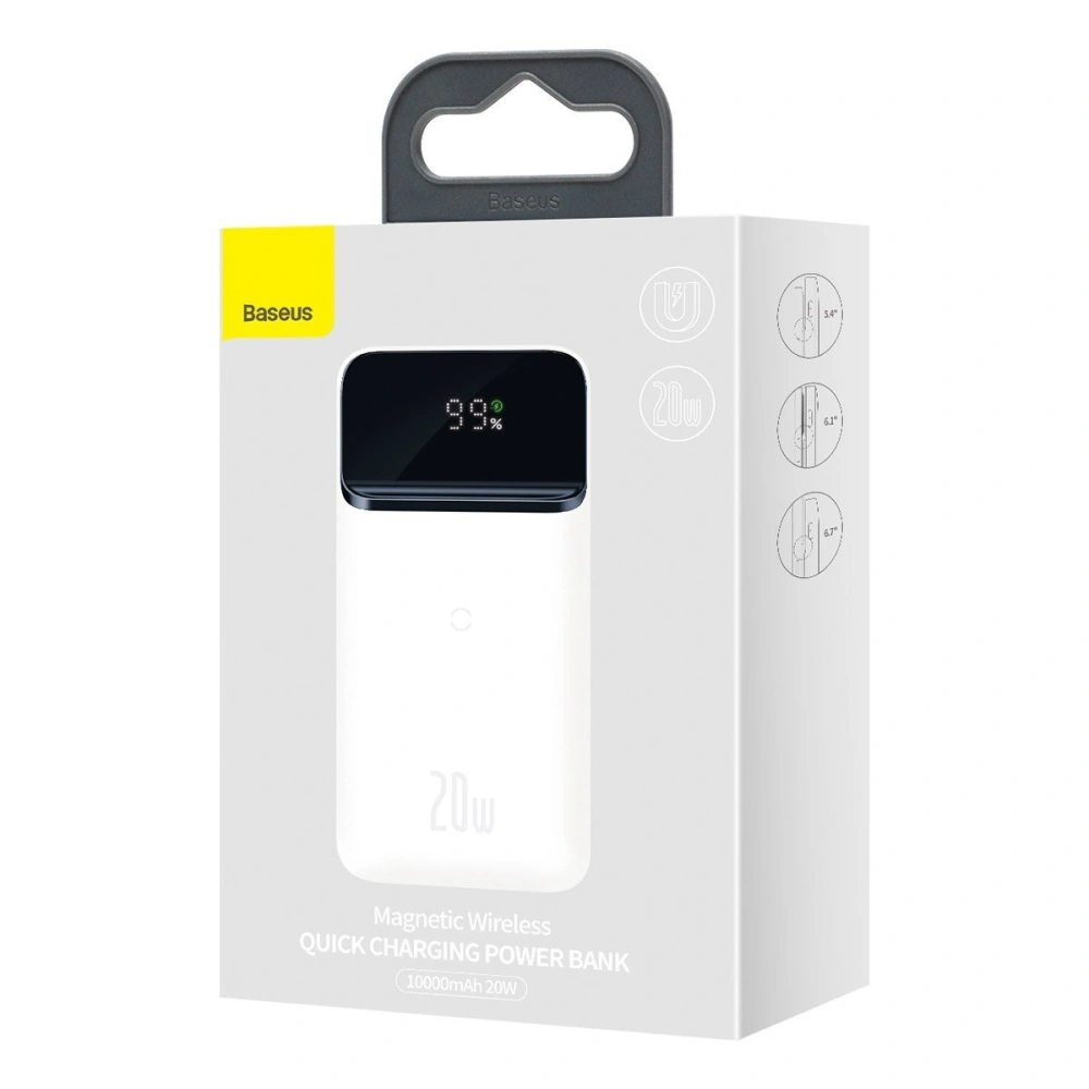 Hurtownia GSM - PowerBank Baseus Bipow 10000mAh, 2xUSB, USB-C, 20W, QI (biały) - BSU2840WHT - {ean13} - Hurt