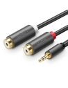UGREEN AV109 Przewód męski 3,5mm Jack do 2x żeński RCA (Cinch) 1m (czarny)