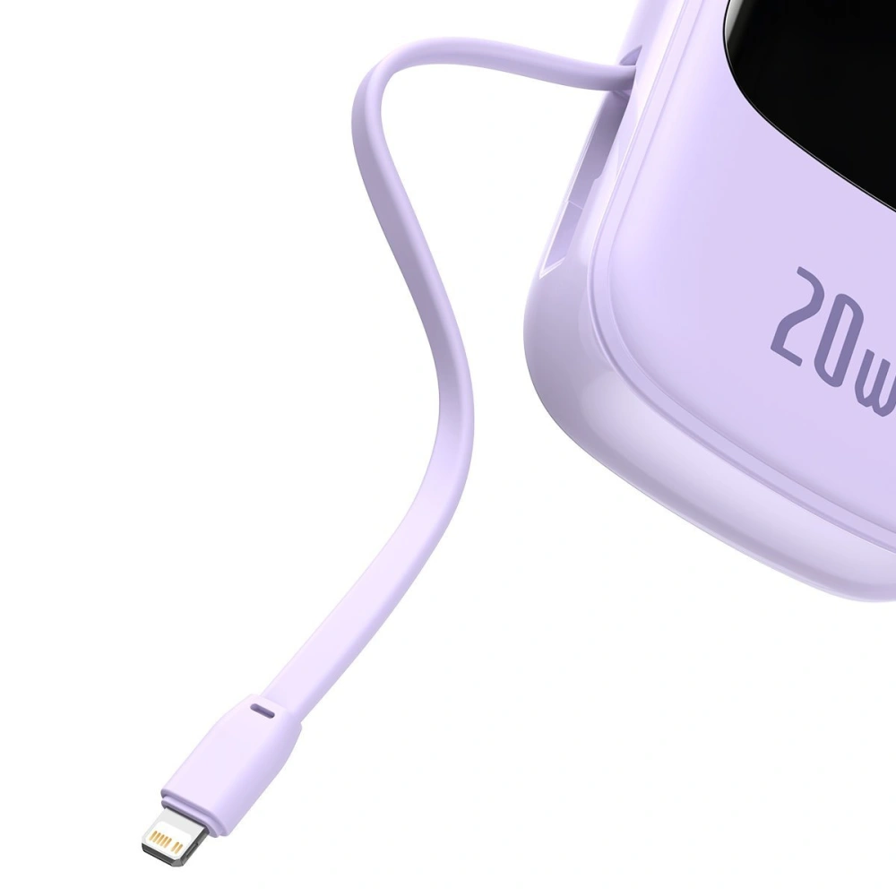 Wholesale Baseus Q pow Digital Display Power Bank 20000mAh, IP, USB, USB-C, 20W with IP Cable (purple) - BSU2841PRP - {ean13} - Hurt