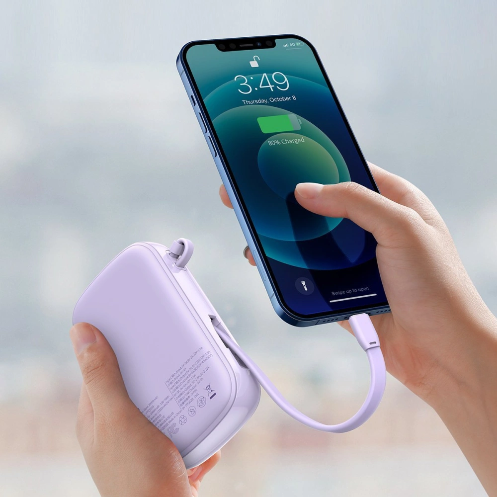 Wholesale Baseus Q pow Digital Display Power Bank 20000mAh, IP, USB, USB-C, 20W with IP Cable (purple) - BSU2841PRP - {ean13} - Hurt