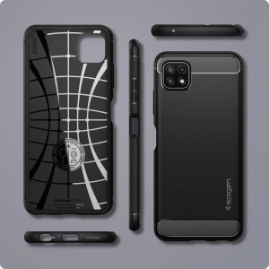 Wholesale Spigen Rugged Armor Samsung Galaxy A22 5G Matte Black - SPN1664BLK - {ean13} - Hurt